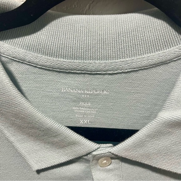Banana Republic Pique Light Blue Organic Cotton Polo Shirt - Picture 4 of 6